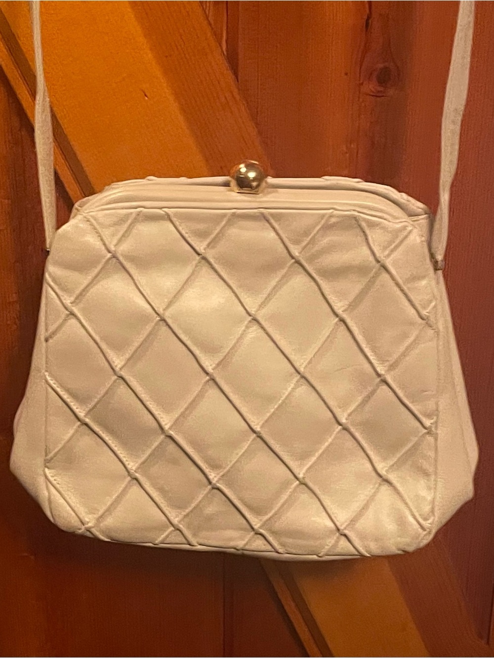 Vintage Italpell Genuine Italian Leather Purse Crossbody Light Green-Cream Color